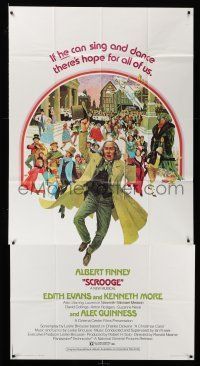 6w635 SCROOGE 3sh '71 Albert Finney as Ebenezer Scrooge, Charles Dickens, Tom Jung/Joe Bowler art!