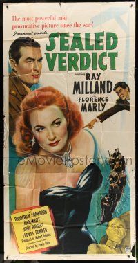 6w636 SEALED VERDICT 3sh '48 Ray Milland, sexy bad redhead Florence Marly ought to hang!