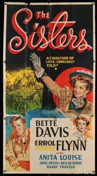 6w643 SISTERS Other Company 3sh '38 Errol Flynn & Bette Davis, a cavalcade of love, stone litho!