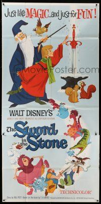 6w659 SWORD IN THE STONE 3sh '64 Disney's cartoon story of young King Arthur & Merlin the Wizard!