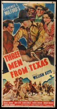 6w665 THREE MEN FROM TEXAS 3sh '40 great images of William Boyd as cowboy hero Hopalong Cassidy!