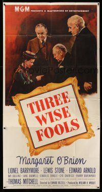 6w668 THREE WISE FOOLS 3sh '46 Margaret O'Brien is adopted by Lionel Barrymore, Stone & Arnold!