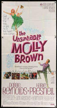 6w684 UNSINKABLE MOLLY BROWN 3sh '64 great images & art of pretty Debbie Reynolds, Titanic!