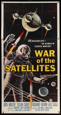 6w692 WAR OF THE SATELLITES 3sh '58 the ultimate in scientific monsters, cool astronaut art!
