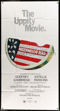 6w695 WATERMELON MAN 3sh '70 patriotic American flag watermelon artwork, the uppity movie!