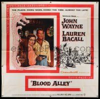6w133 BLOOD ALLEY 6sh '55 John Wayne & Lauren Bacall in China, directed by William Wellman!