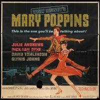 6w183 MARY POPPINS 6sh '64 Julie Andrews, Dick Van Dyke, Walt Disney musical classic!