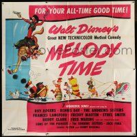 6w186 MELODY TIME 6sh '48 Walt Disney, cool cartoon art of Pecos Bill, Toot & more!