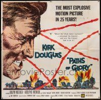 6w196 PATHS OF GLORY 6sh '58 Stanley Kubrick, great intense artwork of Kirk Douglas in WWI!