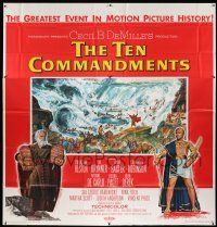 6w217 TEN COMMANDMENTS 6sh '56 Cecil B. DeMille classic, art of Charlton Heston & Yul Brynner