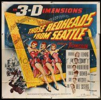 6w220 THOSE REDHEADS FROM SEATTLE 3D 6sh '53 great 3-D artwork of sexy girls dancing off the screen!