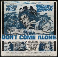 6w223 TOWER OF LONDON 6sh '62 Vincent Price, Roger Corman, horror art, don't come alone!