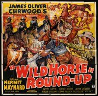 6w232 WILD HORSE ROUND-UP 6sh '37 Kermit Maynard, written by James Oliver Curwood, cool cowboy art!