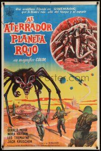 6w246 ANGRY RED PLANET Argentinean '60 great artwork of gigantic drooling bat-rat-spider creature!