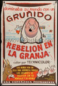 6w247 ANIMAL FARM Argentinean '55 animated cartoon from classic George Orwell novel!