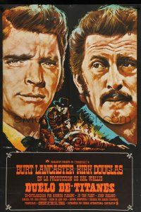 6w306 GUNFIGHT AT THE O.K. CORRAL Argentinean R70s art of Lancaster & Kirk Douglas by Mac Gomez!