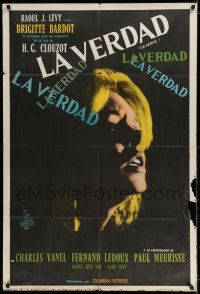 6w327 LA VERITE Argentinean '61 close up of Brigitte Bardot, directed by Henri-Georges Clouzot!