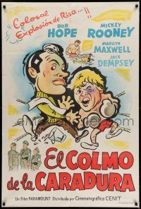 6w352 OFF LIMITS Argentinean '53 different art of Bob Hope & Mickey Rooney in boxing ring!