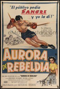 6w366 RING Argentinean '52 Rita Moreno, cool boxing artwork of Mexican boxer on the ropes!