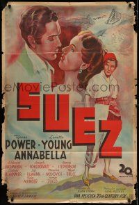 6w380 SUEZ Argentinean '38 art of Tyrone Power with pretty Loretta Young & Annabella!