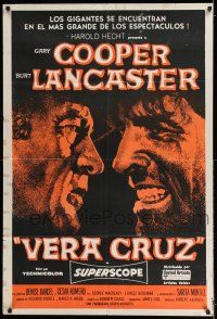 6w396 VERA CRUZ Argentinean R70s intense super close up of cowboys Gary Cooper & Burt Lancaster!