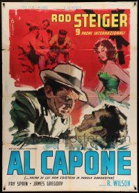 6w709 AL CAPONE Italian 1p '59 different Cesselon art of Rod Steiger, the most notorious gangster!