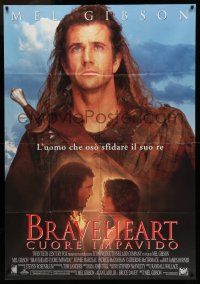 6w737 BRAVEHEART Italian 1p '95 great close up of Mel Gibson & with Sophie Marceau!