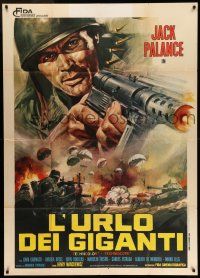 6w740 BULLET FOR ROMMEL Italian 1p '69 cool close up art of Jack Palance with machine gun!