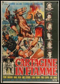 6w749 CARTHAGE IN FLAMES Italian 1p '60 Cartagine in Fiamme, Anne Heywood, different art by Manno!