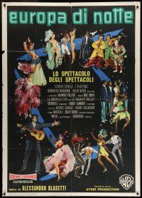 6w781 EUROPEAN NIGHTS Italian 1p '59 Italian mondo film, great montage art by Manfredo Acerbo!