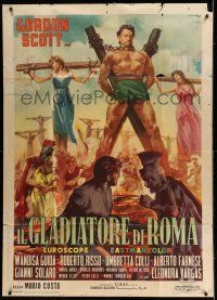 6w801 GLADIATOR OF ROME Italian 1p '62 Il Gladiatore di Roma, art of Gordon Scott by Ciriello!