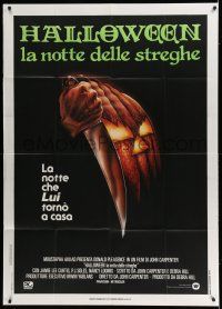 6w809 HALLOWEEN Italian 1p '79 John Carpenter classic, great Bob Gleason jack-o-lantern art!