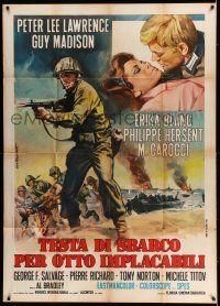 6w814 HELL IN NORMANDY Italian 1p '68 Guy Madison, cool World War II art by Ezio Tarantelli!