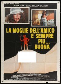6w872 LOS LOCOS VECINOS DEL 2 DEGREES Italian 1p '80 great art of tiny Devil on giant naked woman!