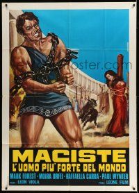 6w886 MOLE MEN AGAINST THE SON OF HERCULES Italian 1p R63 art of strong Mark Forest by Paradiso!