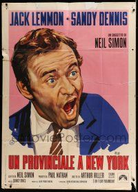6w901 OUT-OF-TOWNERS Italian 1p '70 different Brini art of Jack Lemmon, written by Neil Simon!