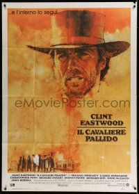 6w902 PALE RIDER Italian 1p '85 great artwork of cowboy Clint Eastwood by C. Michael Dudash!