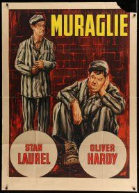 6w903 PARDON US Italian 1p R65 different art of convicts Stan Laurel & Oliver Hardy, classic!