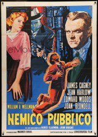 6w915 PUBLIC ENEMY Italian 1p R63 cool completely different art of James Cagney & Mae Clarke!