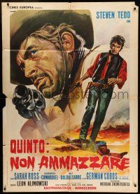 6w920 QUINTO: NON AMMAZZARE Italian 1p '69 cool spaghetti western artwork by P. Franco!