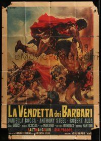6w925 REVENGE OF THE BARBARIANS Italian 1p '60 Casaro art of huge men fighting Roman soldiers!