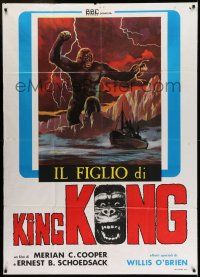 6w948 SON OF KONG Italian 1p R76 completely different Fertino art of the giant ape carrying girl!
