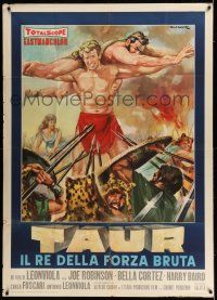 6w966 TAUR, IL RE DELLA FORZA BRUTA Italian 1p '63 Gasparri art of strongman Joe Robinson vs army!