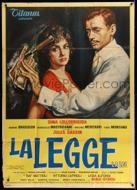 6w988 WHERE THE HOT WIND BLOWS Italian 1p '60 Jules Dassin's La Legge, art of sexy Lollobrigida!