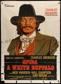 6w990 WHITE BUFFALO style B Italian 1p '77 different art of Charles Bronson as Wild Bill Hickok!