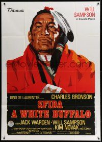 6w989 WHITE BUFFALO style A Italian 1p '77 great different art of Will Sampson as Crazy Horse!