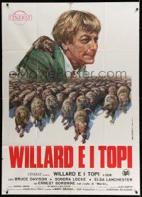 6w991 WILLARD Italian 1p '72 best different art of Bruce Davison & rats by Averardo Ciriello!