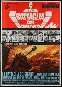 6w028 BATTLE OF THE BULGE Italian 2p '66 Henry Fonda, Robert Shaw, cool Jack Thurston tank art!