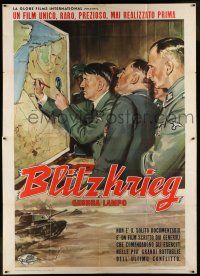6w029 BLITZKRIEG Italian 2p '62 different Longi art of Adolf Hitler by French map w/Nazi officers!