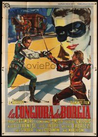 6w041 CONSPIRACY OF THE BORGIAS Italian 2p '59 Manfredo art of masked women over men duelling!